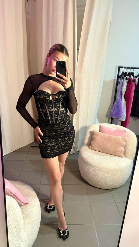 Rochie Mini tip Corset din Dantelă