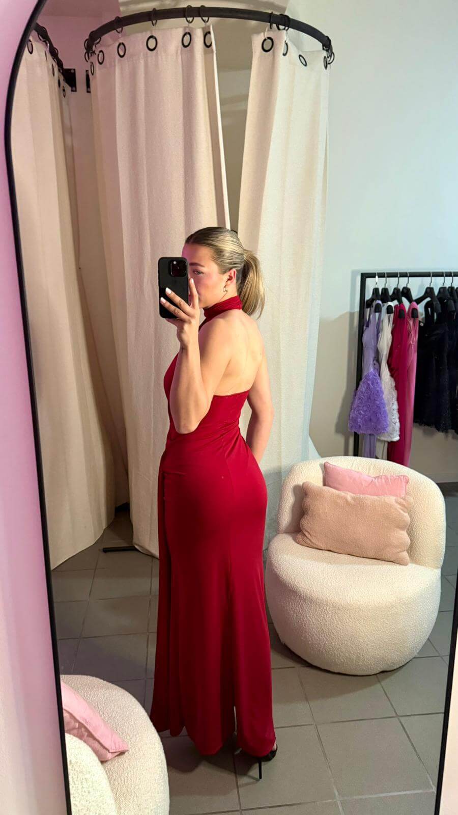 Rochie Lungă cu Guler Halter