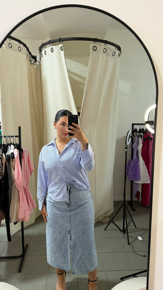 Fustă Denim cu Diamante