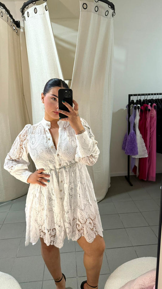 Rochie cu Dantelă Albă