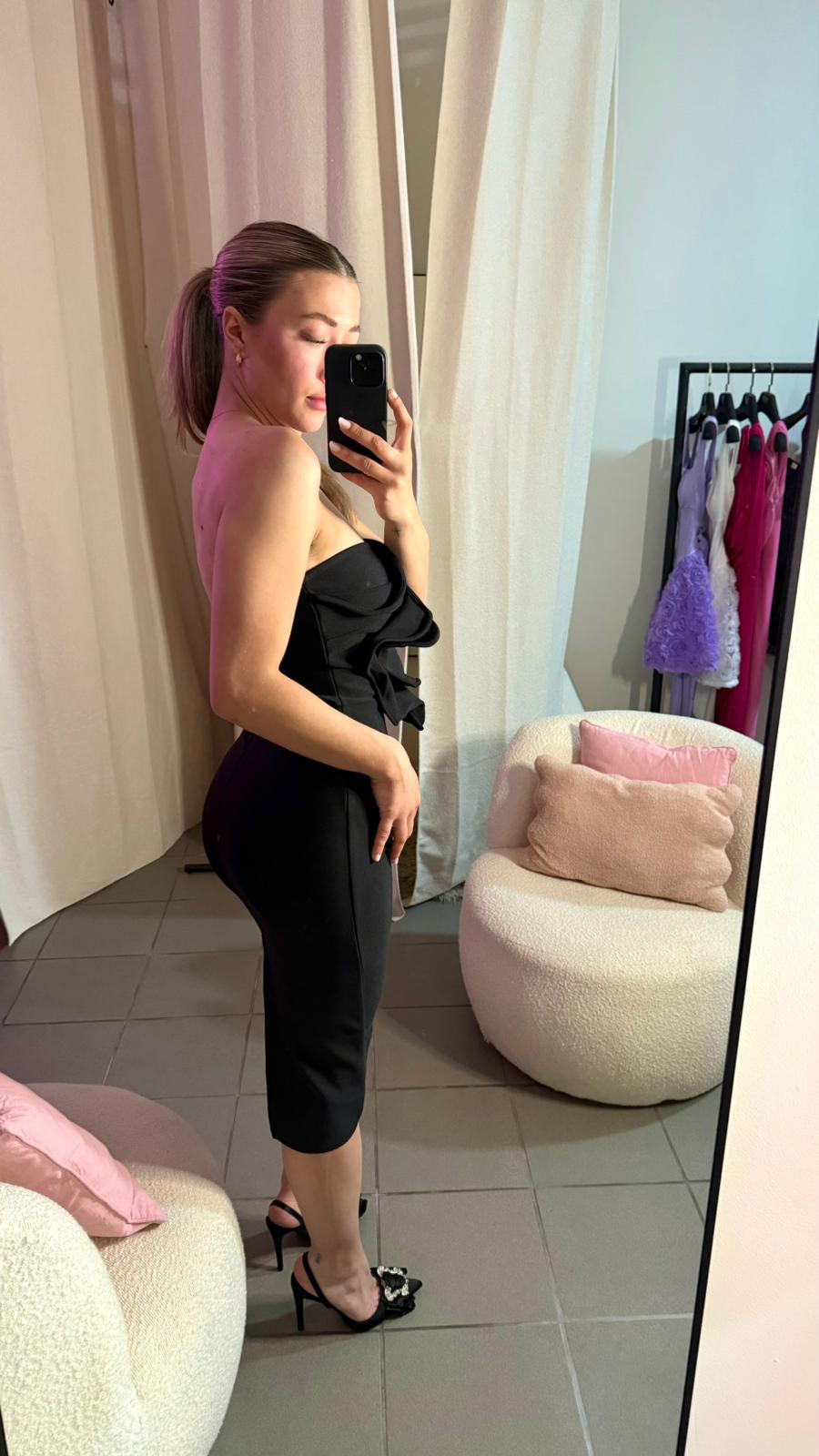 Rochie Midi cu Floare 3D