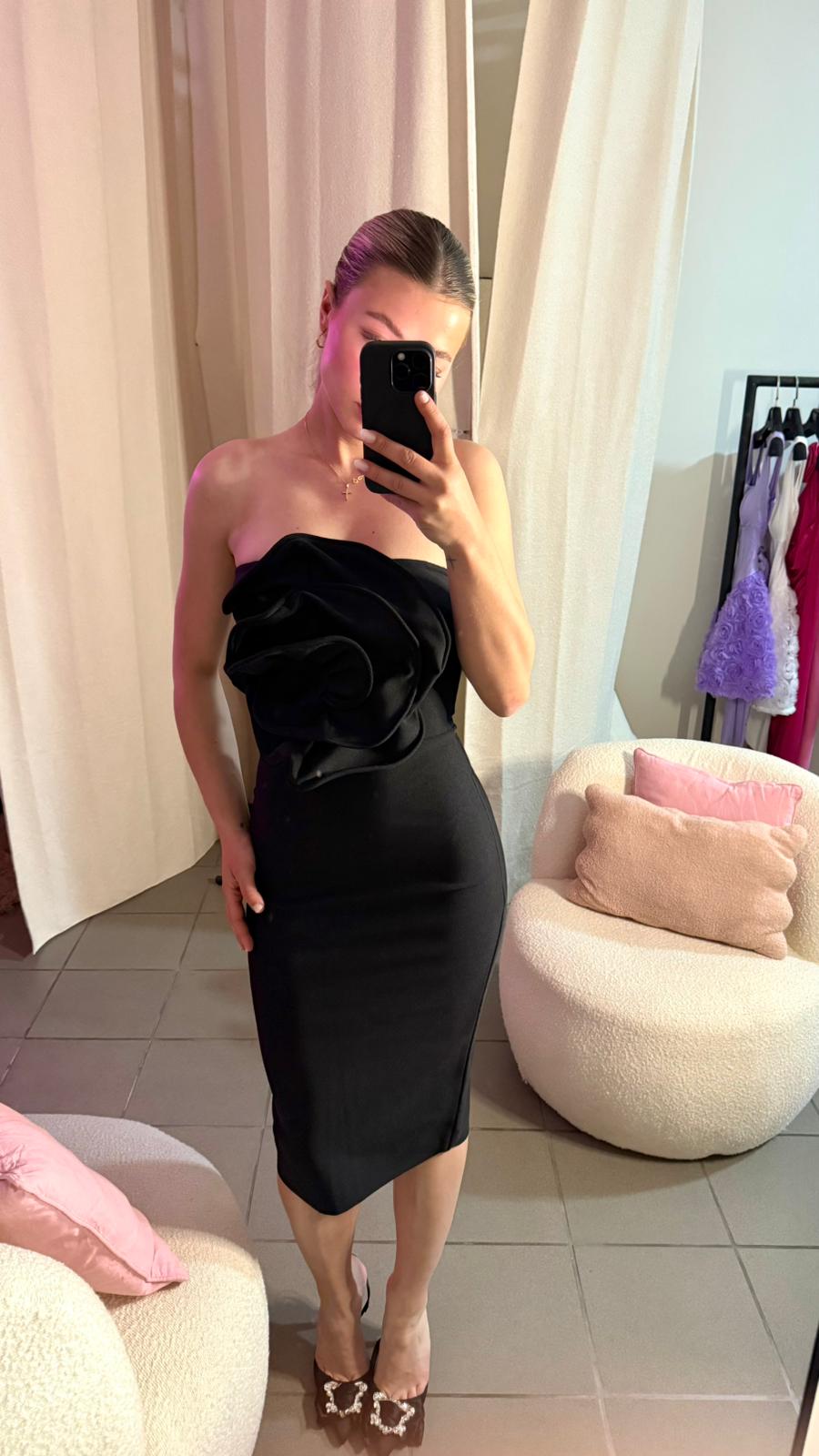Rochie Midi cu Floare 3D
